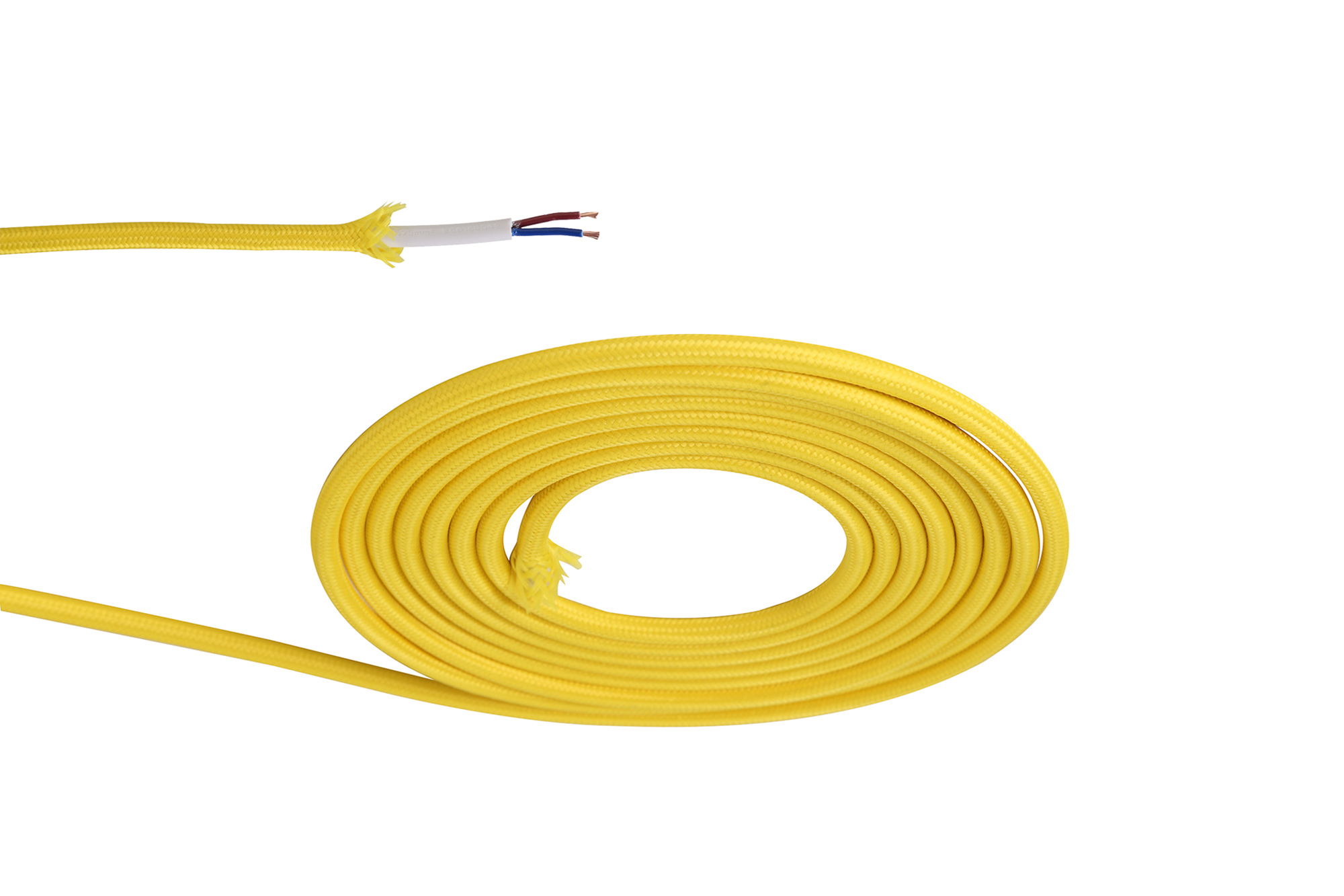 D0527  Cavo 1m Yellow Braided 2 Core 0.75mm Cable